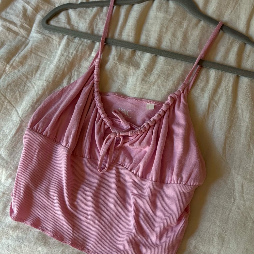 Pink pacsun cropped pink tie top